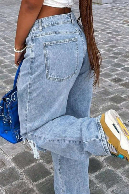 Women's High-Waisted Cut Out Jeans