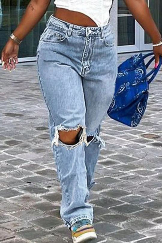 Women's High-Waisted Cut Out Jeans