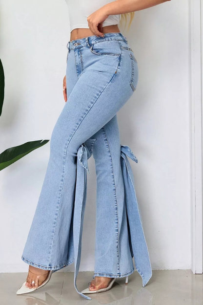 Women's Beauty Bow Bell Bottom Jeans