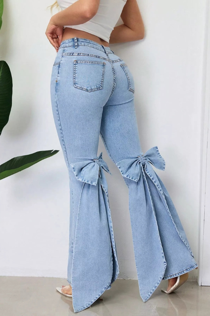 Women's Beauty Bow Bell Bottom Jeans