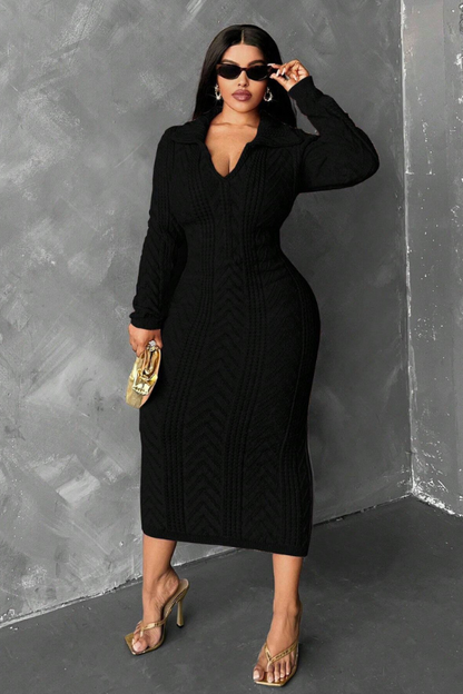 Plus Size Refined Curves Cable Knit Dress