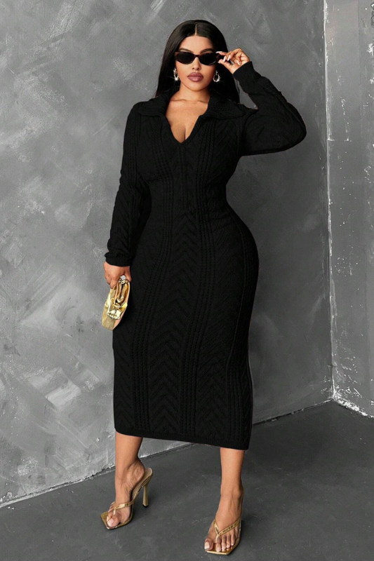 Plus Size Refined Curves Cable Knit Dress
