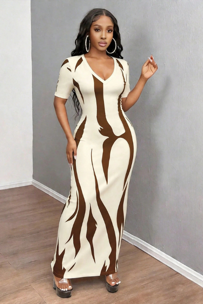 Women's Floral Print Bodycon Maxi Dress