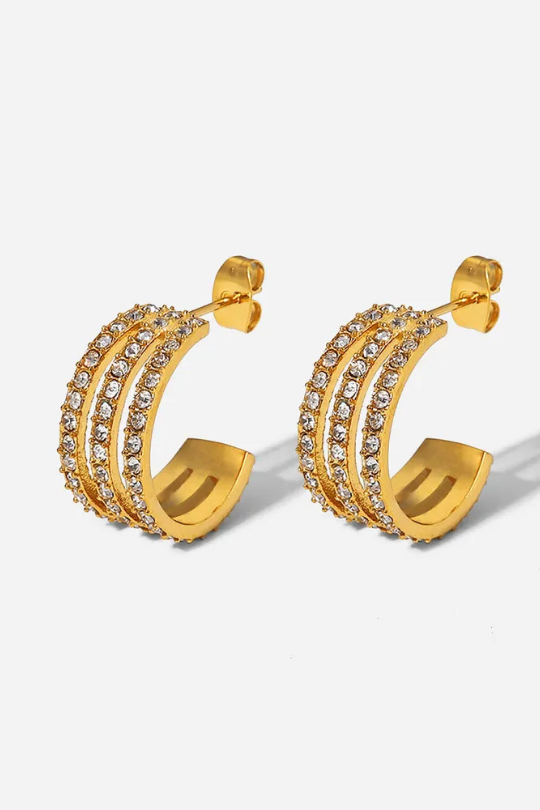 Women's Golden Curve Zircon C-Hoop Earrings