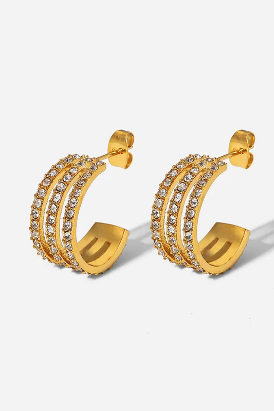 Women's Golden Curve Zircon C-Hoop Earrings