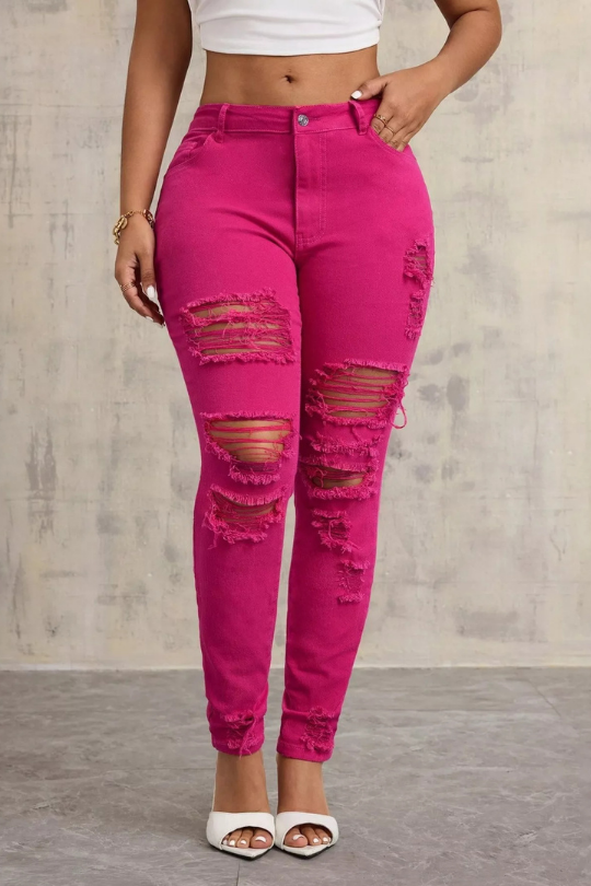 Women's Stylish Cotton Distressed Jeans