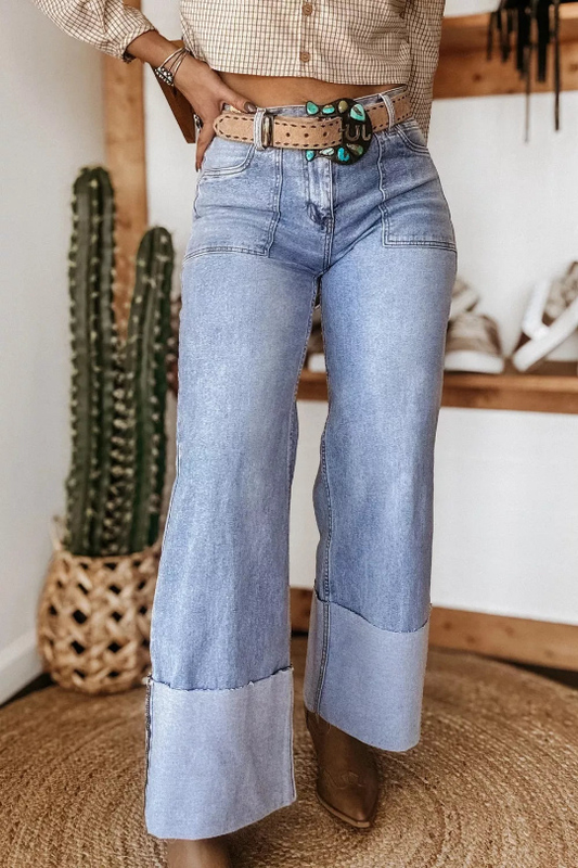 Women's Turn-Up Cuff Bootcut Jeans