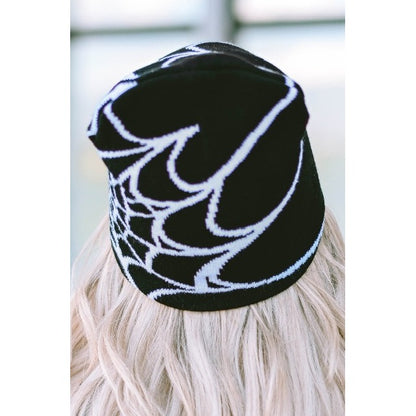 Black Cobweb Pattern Woolen Hat