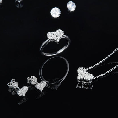 925 Sterling Silver Moissanite Diamond Heart Necklace