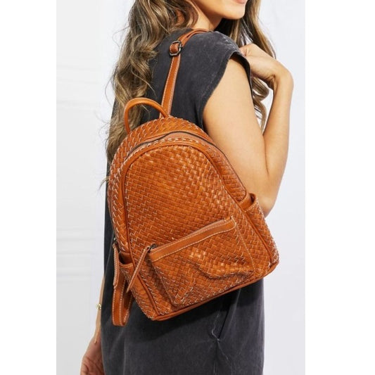 Chic Leather Woven Backpack