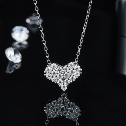 925 Sterling Silver Moissanite Diamond Heart Necklace