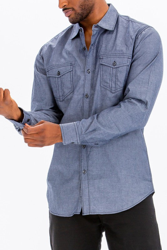 Men's Casual Long Sleeve Solid Color Shirts