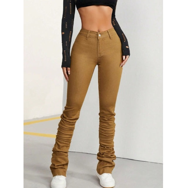 Frenchy Ruched Stacked Skinny Jeans