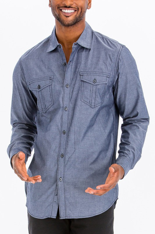 Men's Casual Long Sleeve Solid Color Shirts