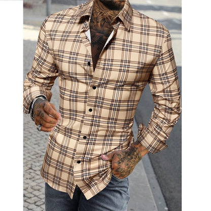 Men's Loose Fit Plaid Print Shirt