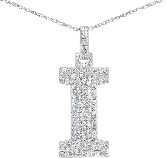 White Gold Plated Moissanite Diamond Initial Necklace  A To Z Alphabet