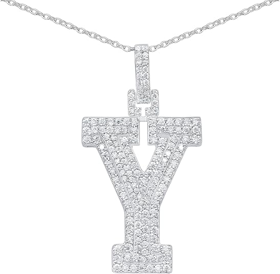 White Gold Plated Moissanite Diamond Initial Necklace  A To Z Alphabet