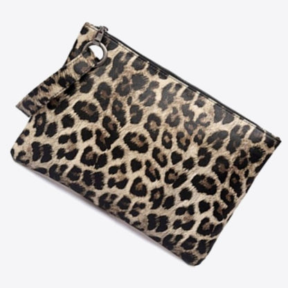 Leopard Leather Clutch Bag