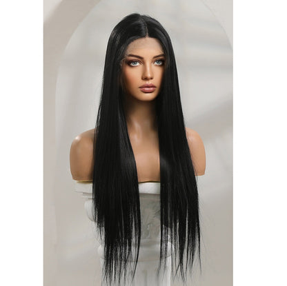 Black Long Lace Front Straight Synthetic Wigs