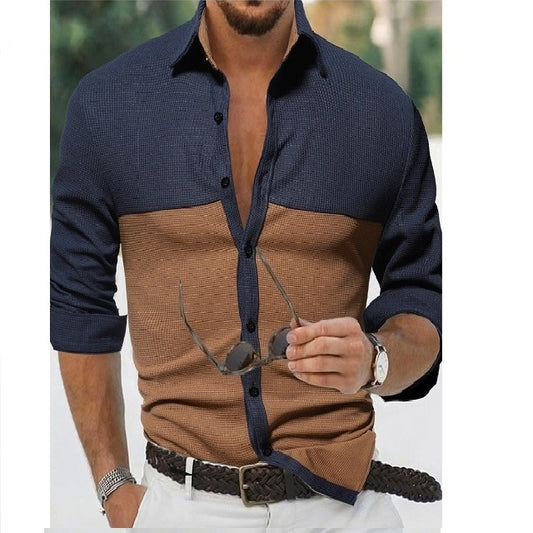 Men Two Tone Button Up Shirt