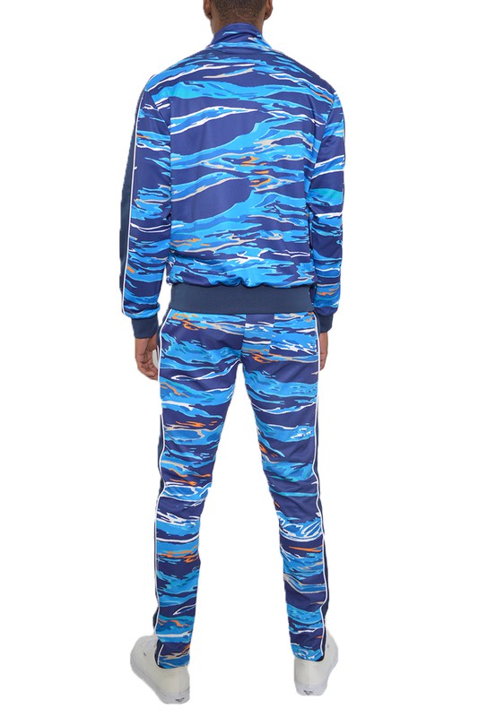 MENS PRINT FULL ZIP TRACK SUIT SET