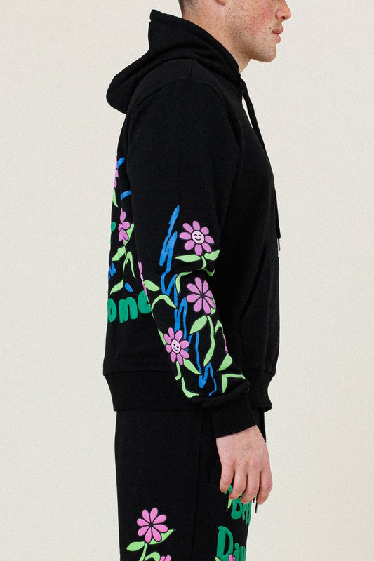 Flower Graphic Terry Pullover Hoodie