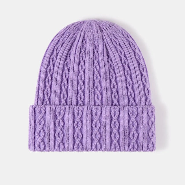 Mixed Knit Cuff Beanie Hat