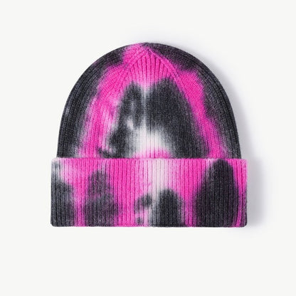 Tie-Dye Cuffed Knit Beanie Hat