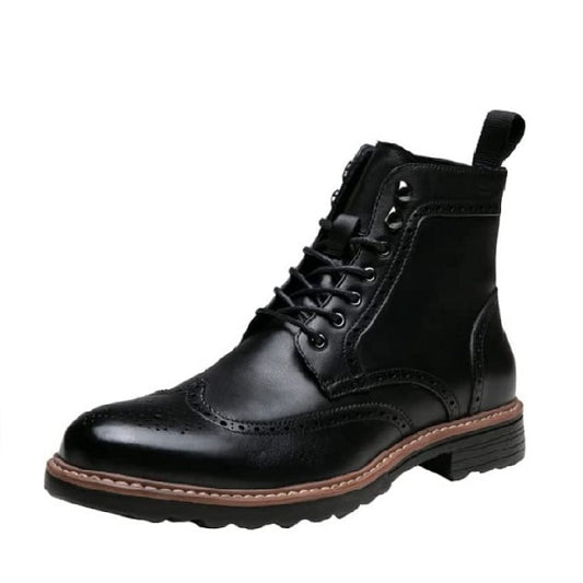 Premium Leather Wingtip Formal Dress Boots