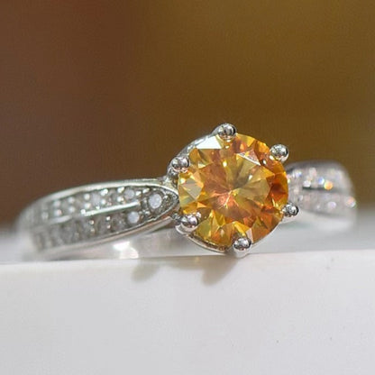 Sterling Silver Canary Yellow Diamond Ring