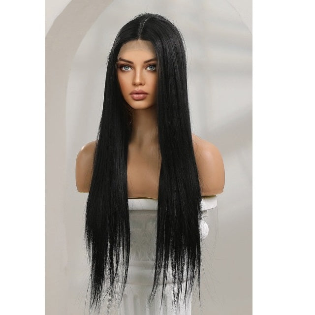 Black Long Lace Front Straight Synthetic Wigs