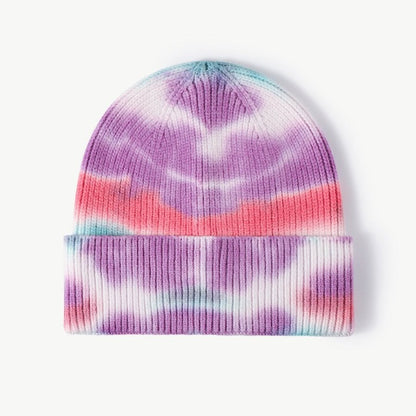 Tie-Dye Cuffed Knit Beanie Hat