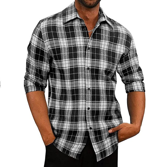 Plaid Button-Down Casual Shirt