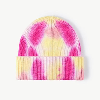 Tie-Dye Cuffed Knit Beanie Hat