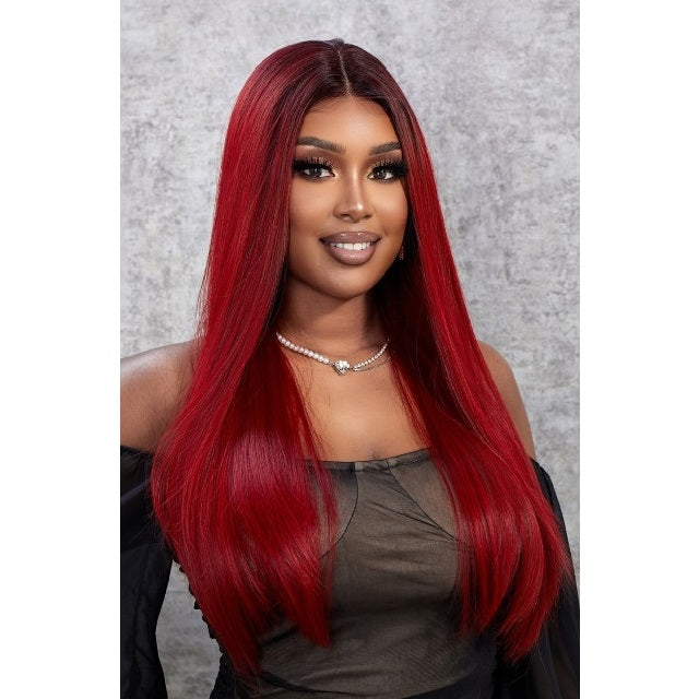 Red Ombre Straight Lace Front Wig