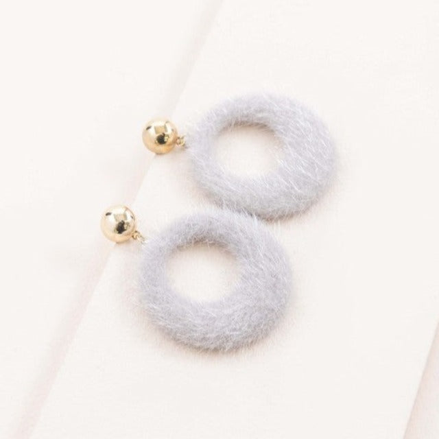 Fuzzy Circle Earrings