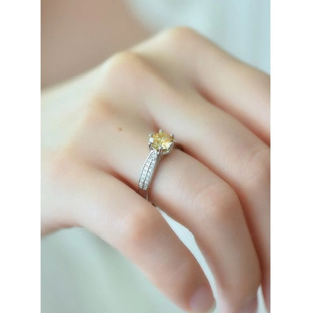 Sterling Silver Canary Yellow Diamond Ring