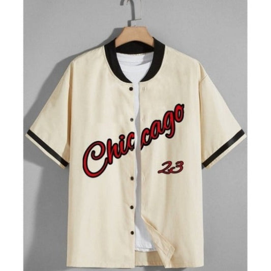 Men's 1pc Letter Baseball Collar Shirt