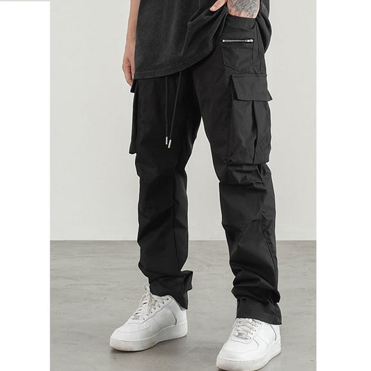 Men's Drawstring Waist Flap Pocket Cargo Pants