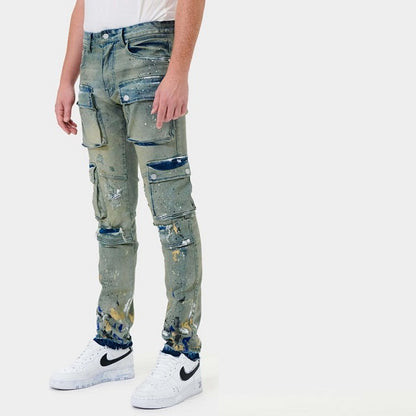 Multi Pocket Cargo Straight Jeans