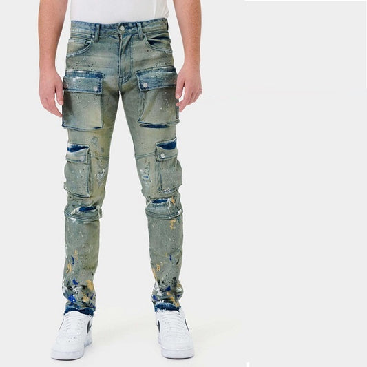 Multi Pocket Cargo Straight Jeans