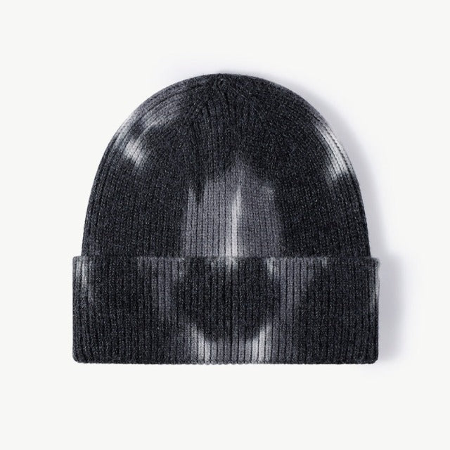 Tie-Dye Cuffed Knit Beanie Hat