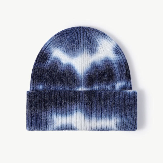 Tie-Dye Cuffed Knit Beanie Hat