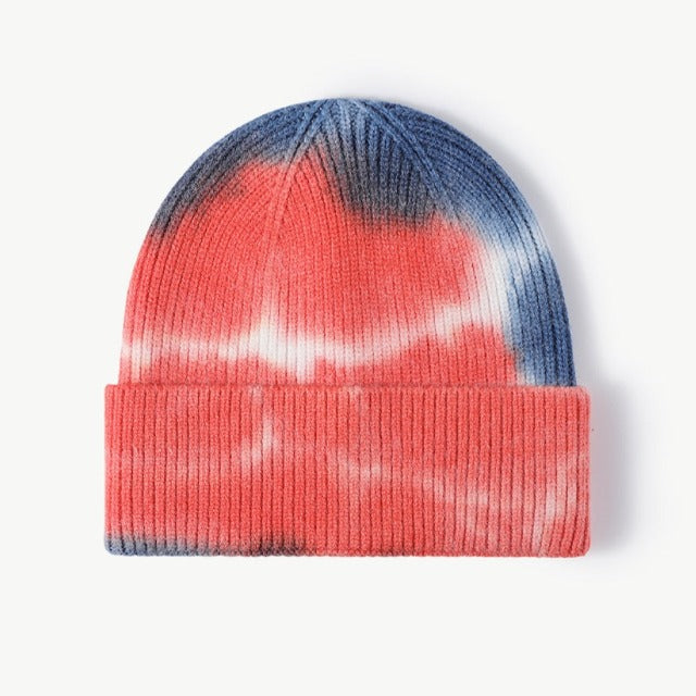 Tie-Dye Cuffed Knit Beanie Hat