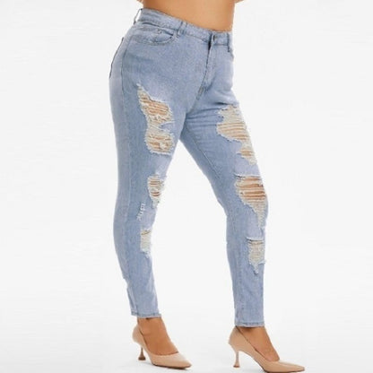 Plus Size Ripped Distressed Light Wash Jeans