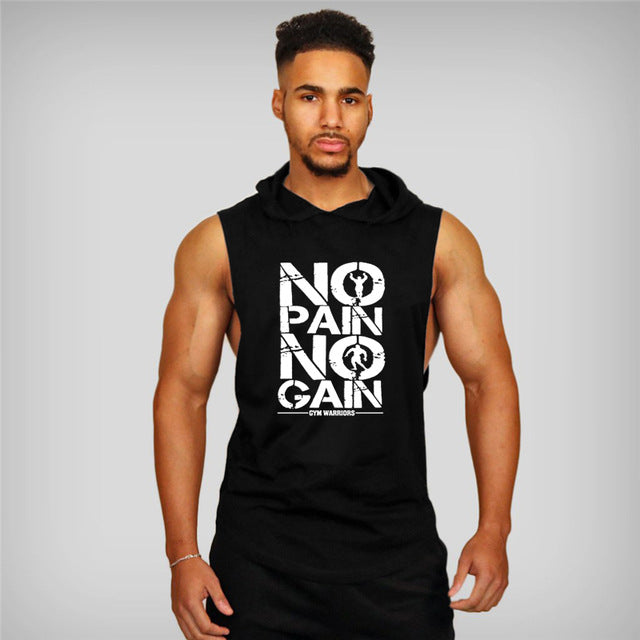 Sleeveless Bodybuilding Hooded Shirt