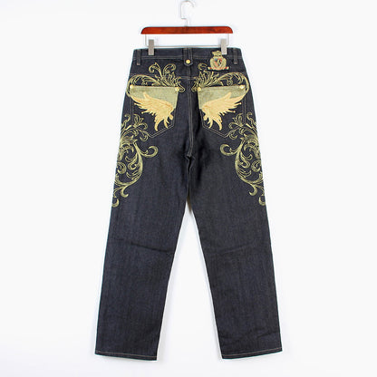 Men's Embroidered Wings Printed Jeans