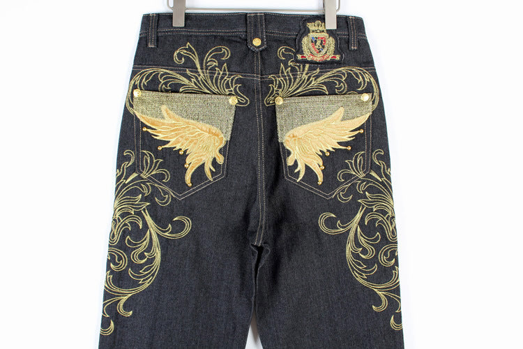 Men's Embroidered Wings Printed Jeans